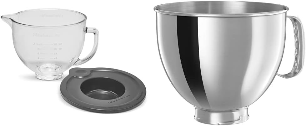 KitchenAid 5 Quart Tilt Head Glass Bowl with Measurement Markings & Lid