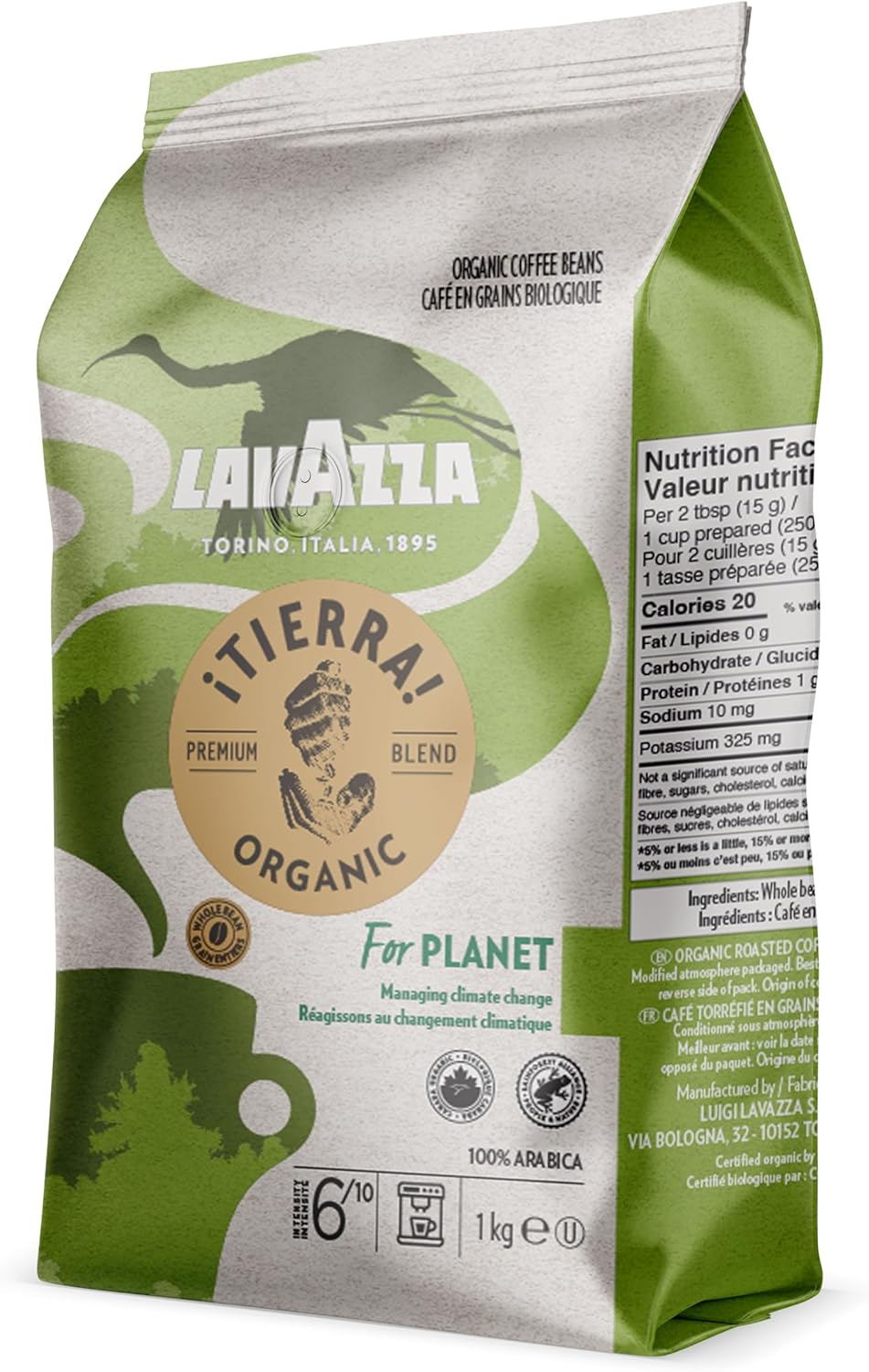 Lavazza Tierra Organic Ground Coffee 1kg Bag