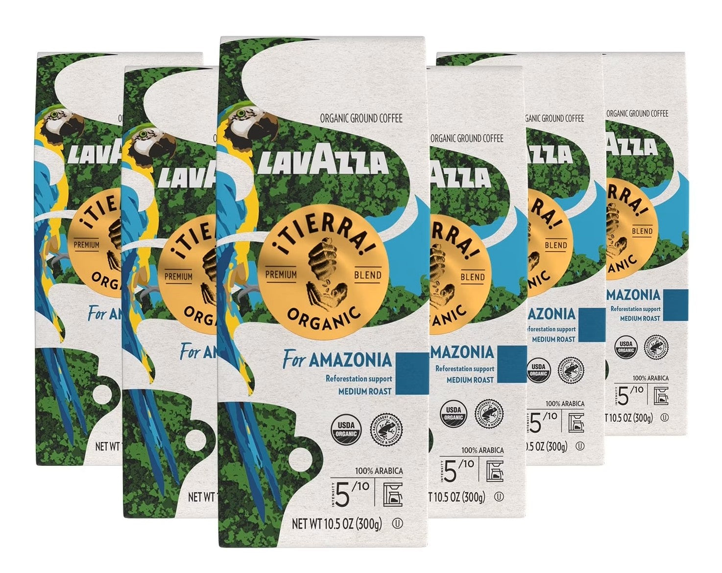 Lavazza Tierra Organic Amazonia Ground Coffee 300g Bag - Case of 6