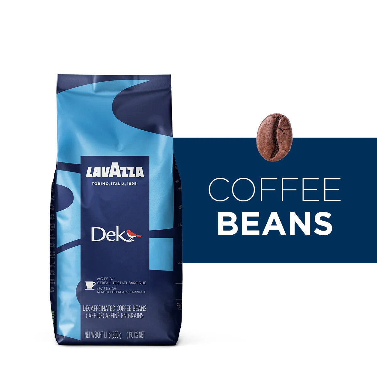 Lavazza Dek Whole Bean Coffee Blend (DECAF) 500g Bag - Case of 12