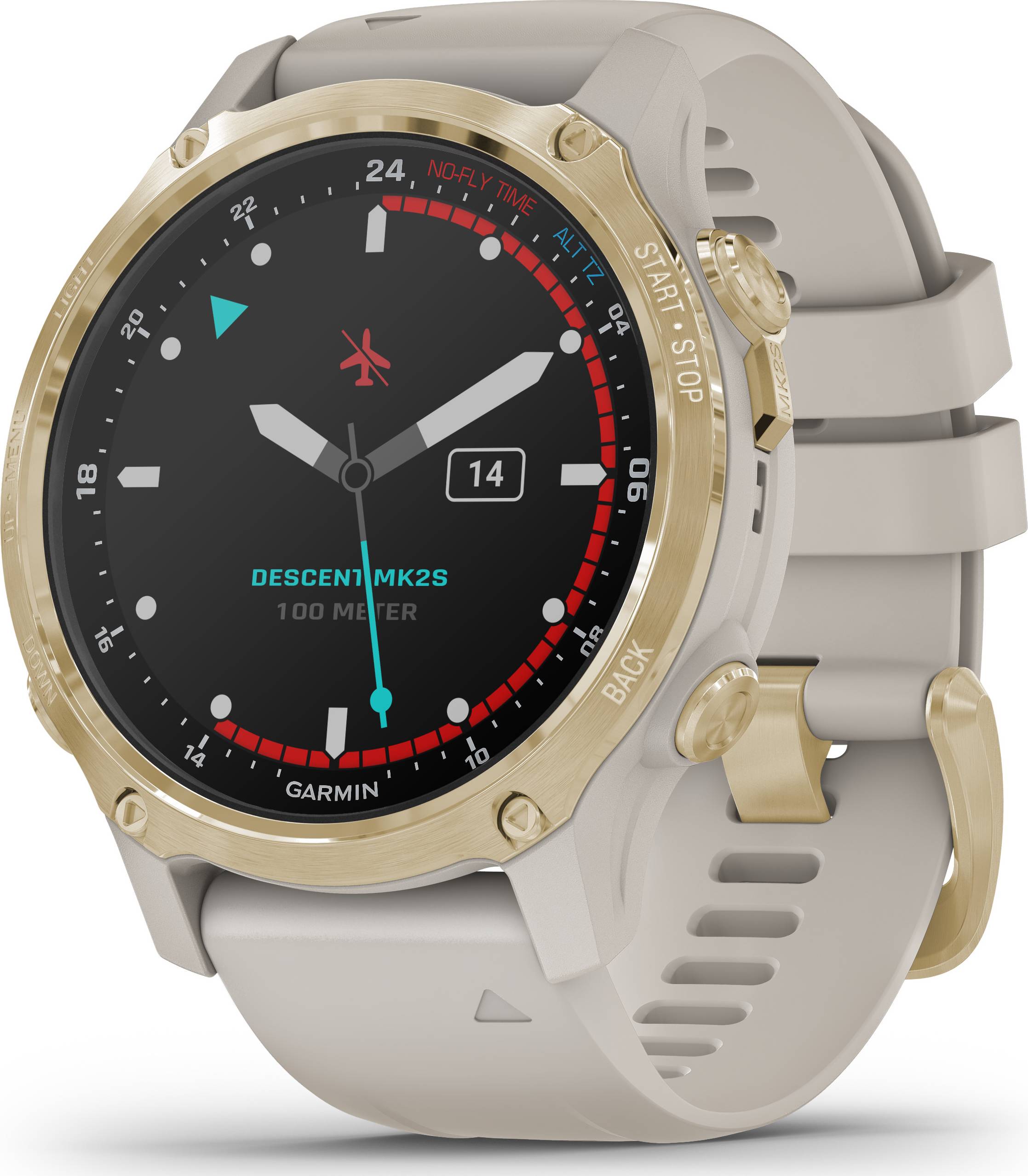 Garmin Descent Mk2S Light Gold with Sand Silicone Band