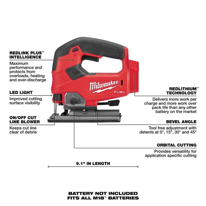 Milwaukee Electric M18 Fuel D Handle Jig Saw - Tool Only