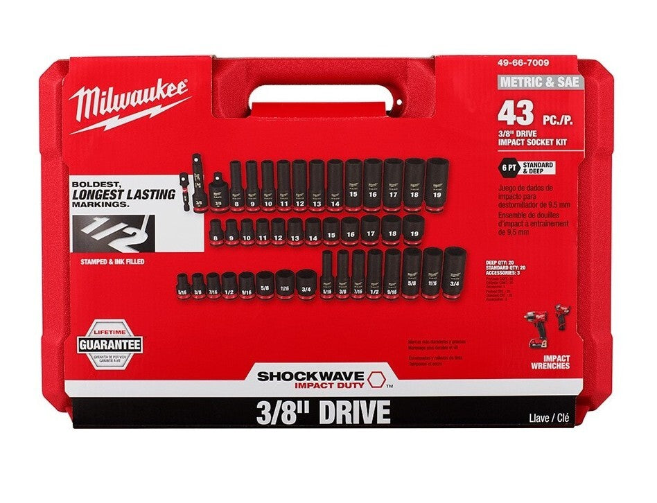 Milwaukee Electric Impact Socket Set - 43 Pcs