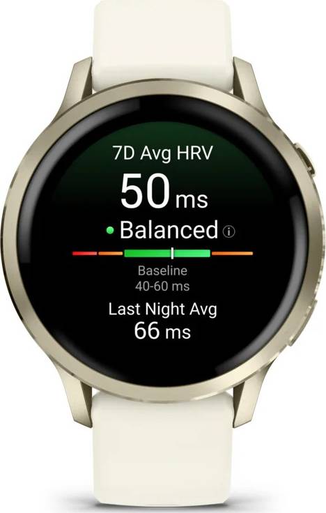 Garmin Venu 4 – 41 mm Lunar Gold with Bone Silicone Band