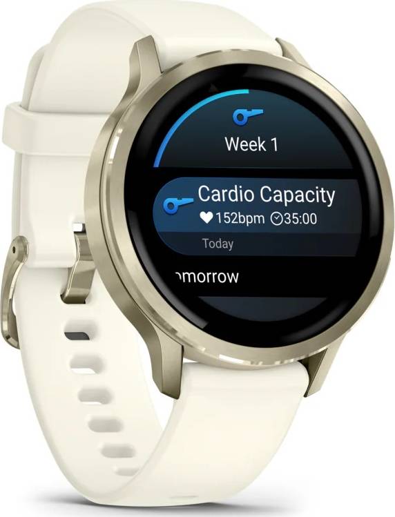 Garmin Venu 4 – 41 mm Lunar Gold with Bone Silicone Band