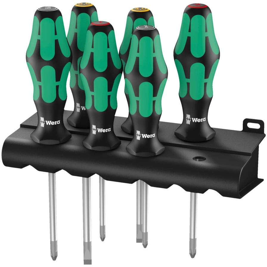 Wera - 335/350/355/6 Screwdriver set Kraftform Plus Lasertip and rack, 6 pieces