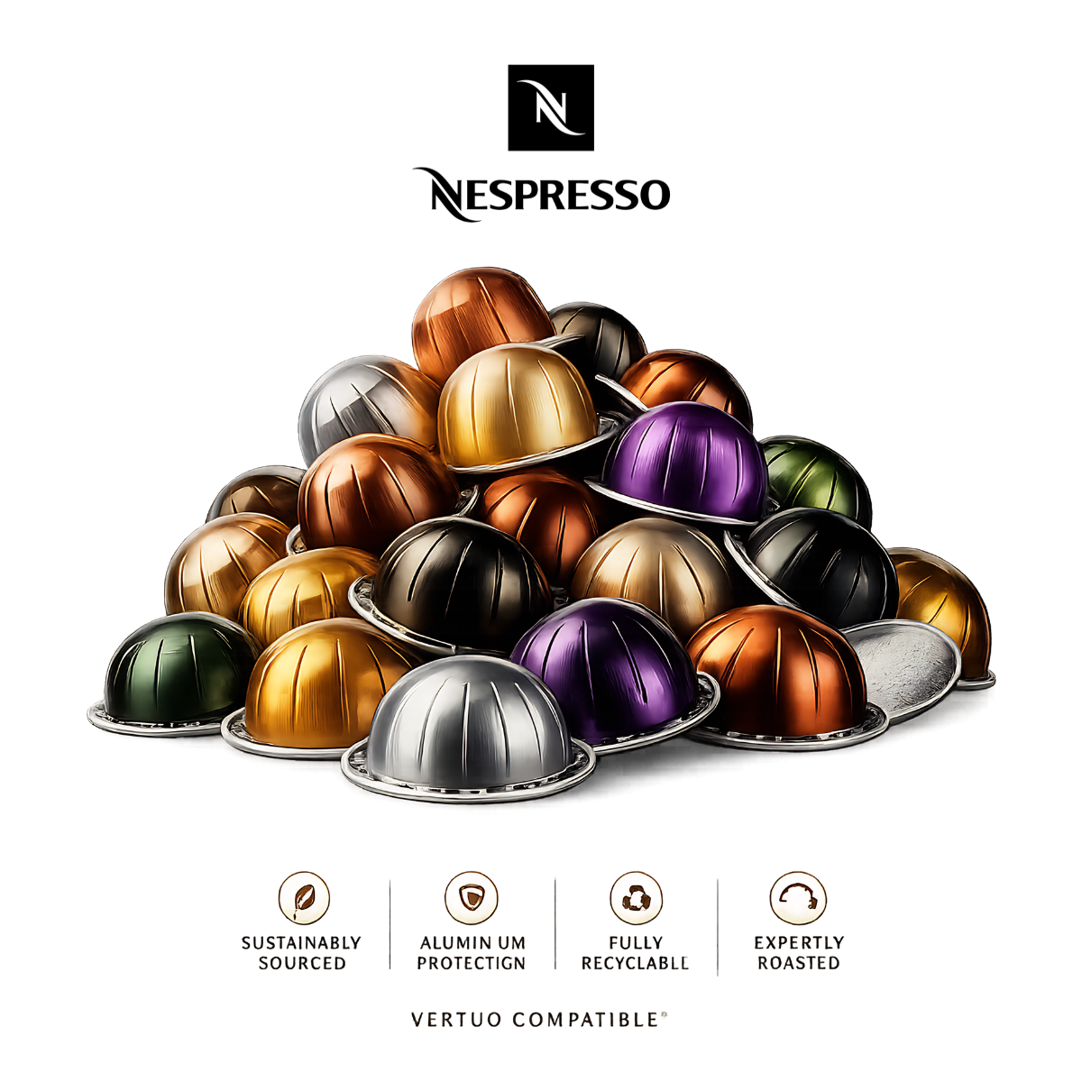 Nespresso VertuoLine Generic 50 & Flavour Assortment 50 Coffee Pods