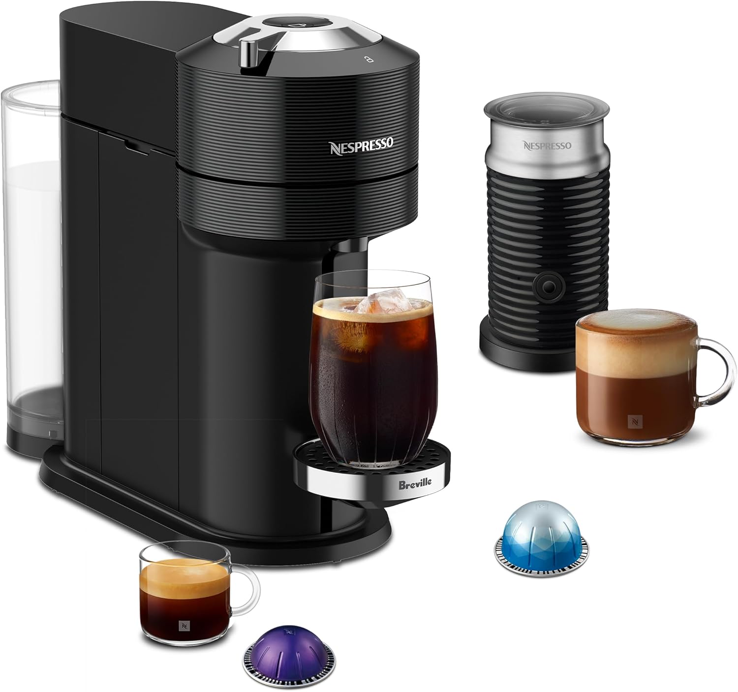 Nespresso Vertuo Next Premium Coffee and Espresso Machine by Breville with Aeroccino Milk Frother - Classic Black