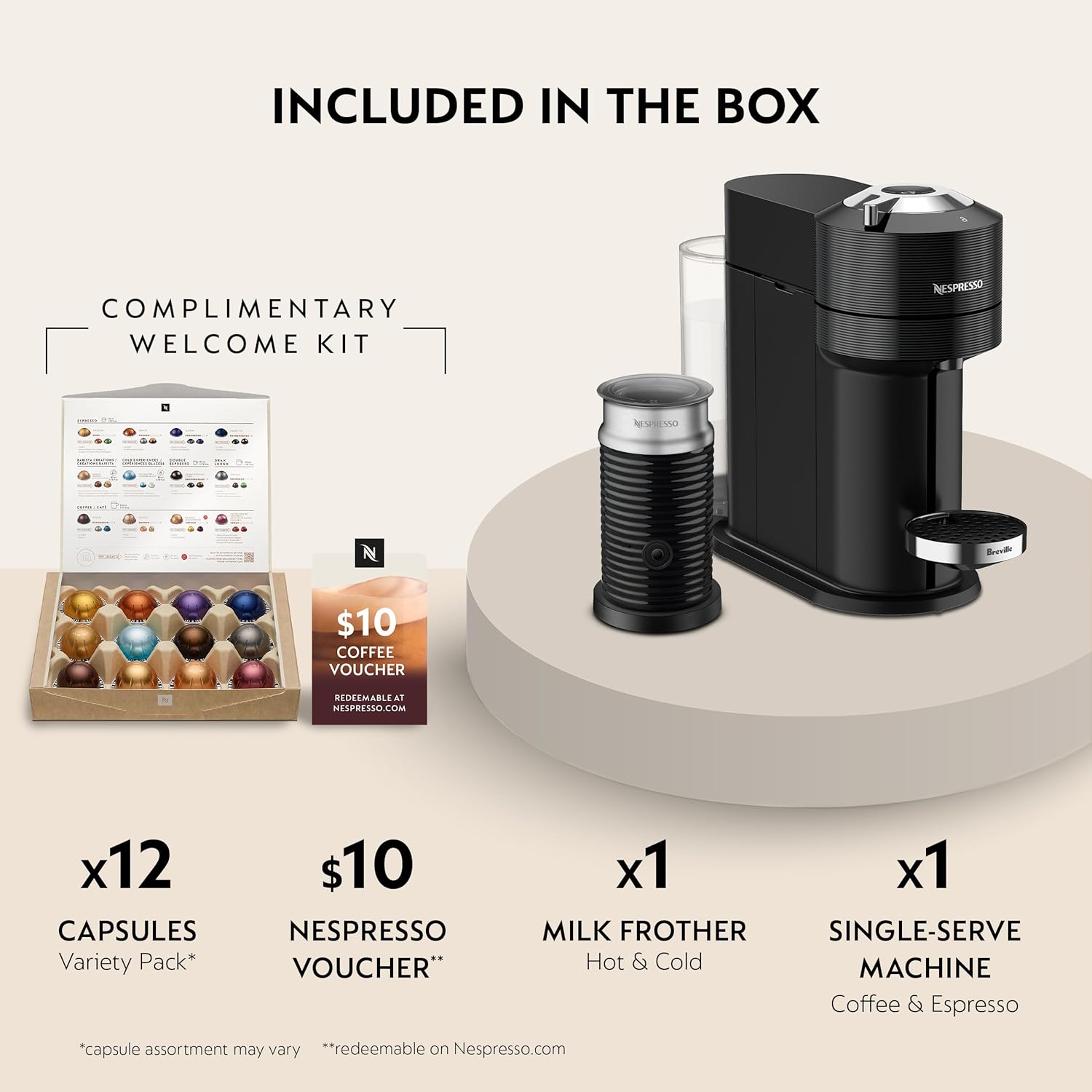 Nespresso Vertuo Next Premium Coffee and Espresso Machine by Breville with Aeroccino Milk Frother - Classic Black
