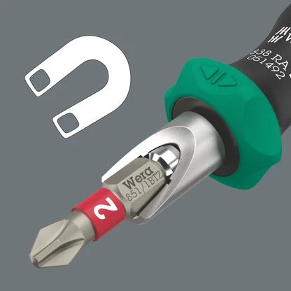 Wera - 838 RA S Bit-holding handle with ratchet functionality, 1/4", 1/4" x 102 mm