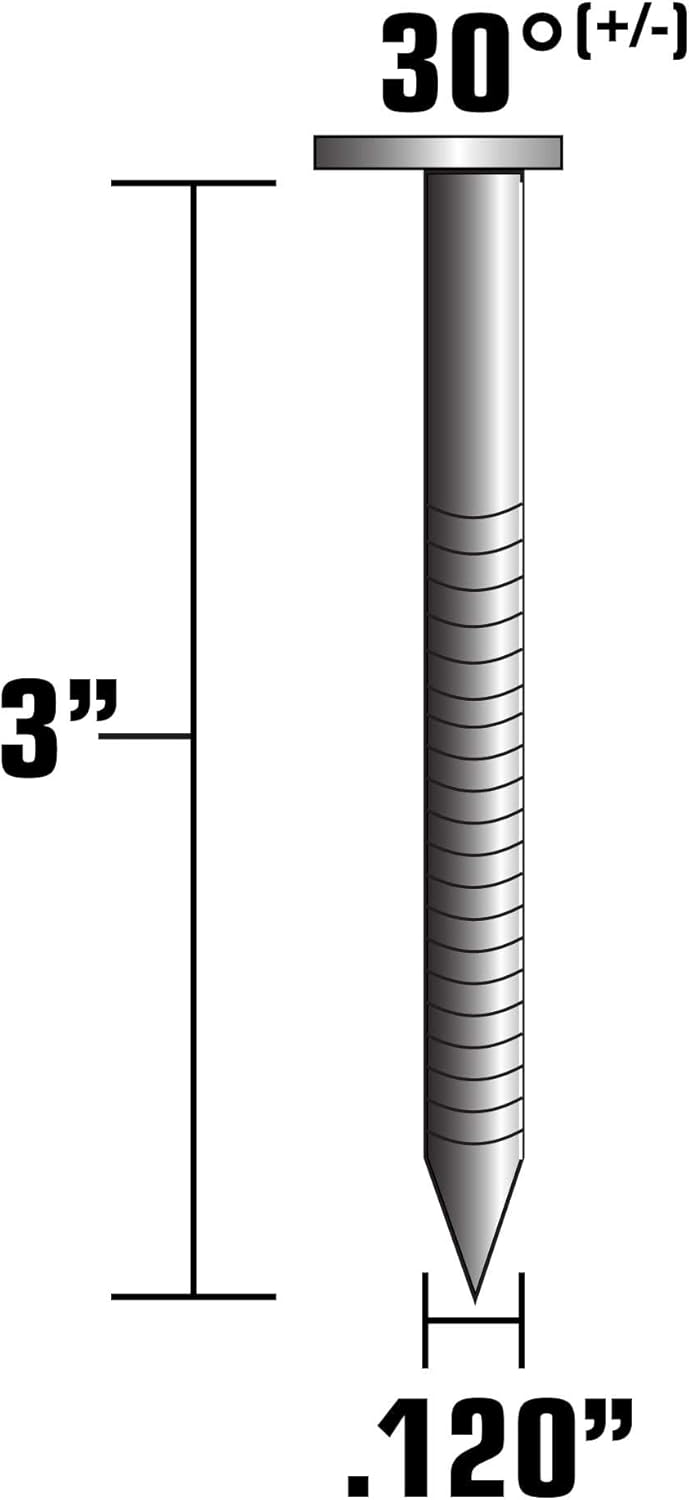 Metabo HPT Framing Nails Off Set Head 3" x .120 - 30 Degree - Hot Dipped Galvanized - Ring Shank Paper Tape