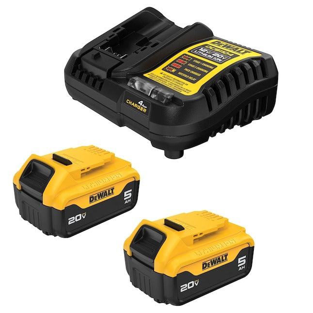 Kit de démarrage Dewalt 20V Max avec 2 batteries Lithium-Ion 5Ah et chargeur