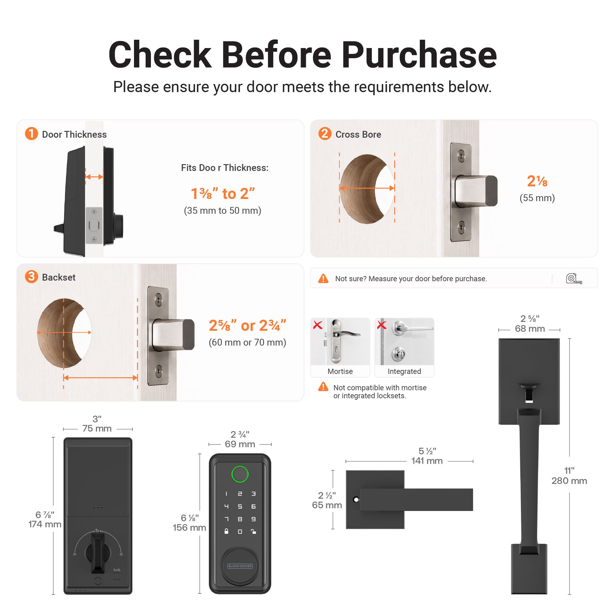 Black & Decker Smart Lock avec poignée d'entrée et passerelle - Noir