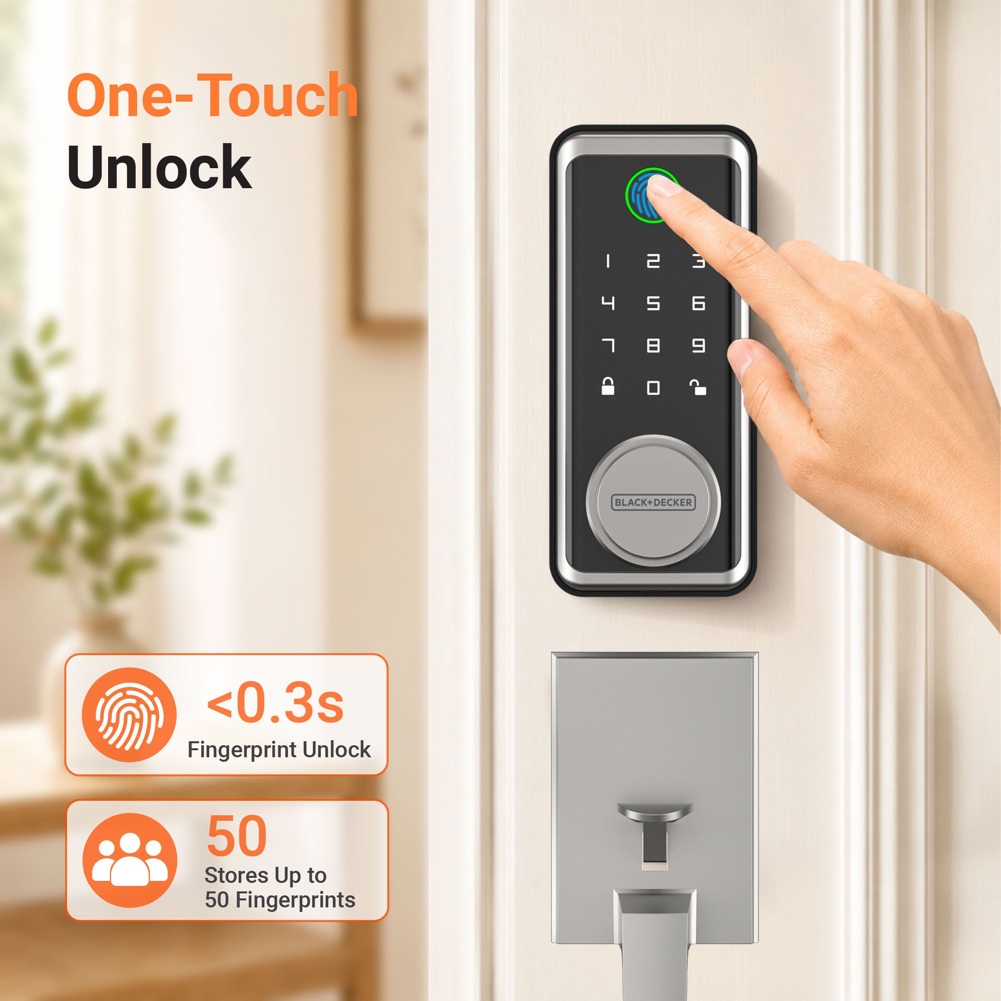 Black & Decker Smart Lock avec poignée d'entrée et passerelle - Argent