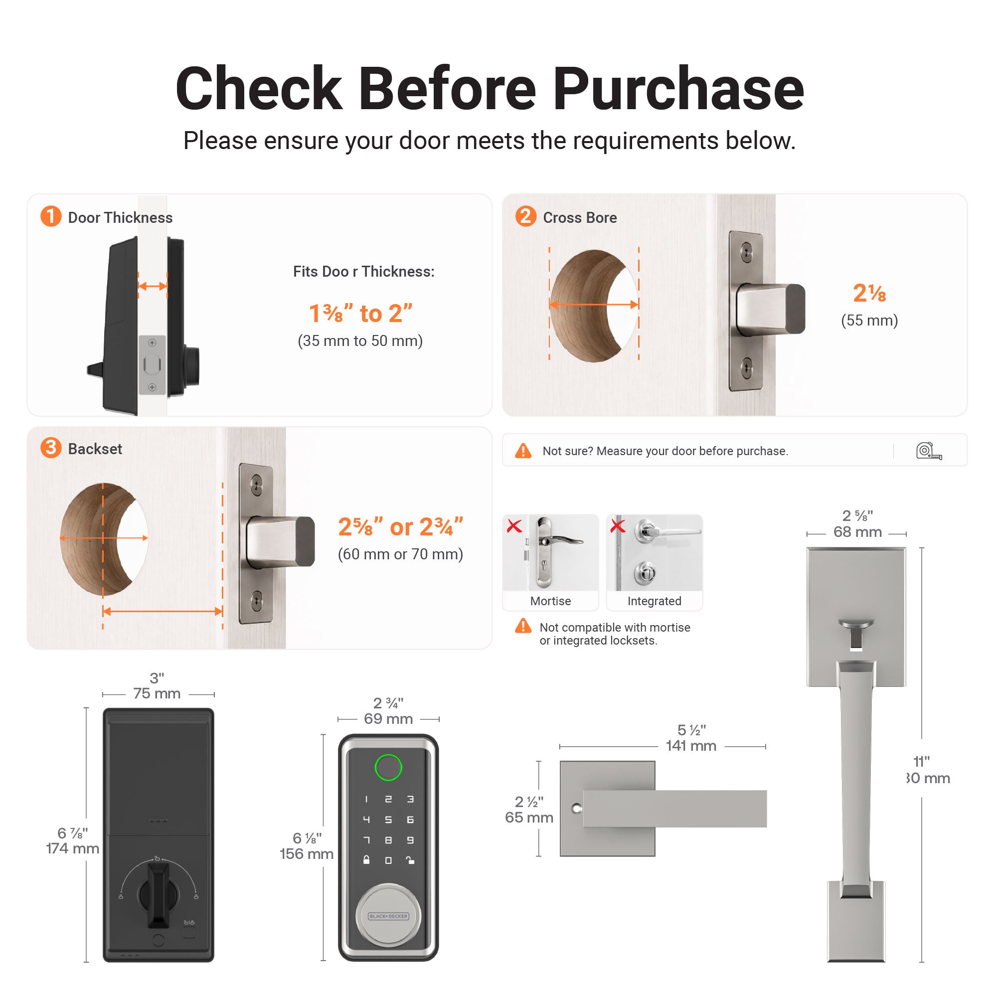 Black & Decker Smart Lock avec poignée d'entrée et passerelle - Argent