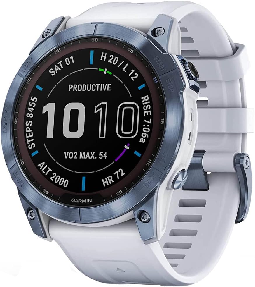 Garmin Fēnix 7X Sapphire Solar Edition - Mineral Blue Titanium with Whitestone Band