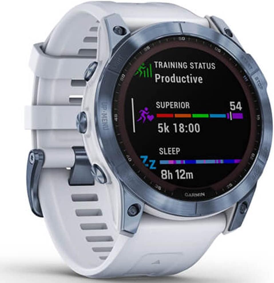 Garmin Fēnix 7X Sapphire Solar Edition - Mineral Blue Titanium with Whitestone Band