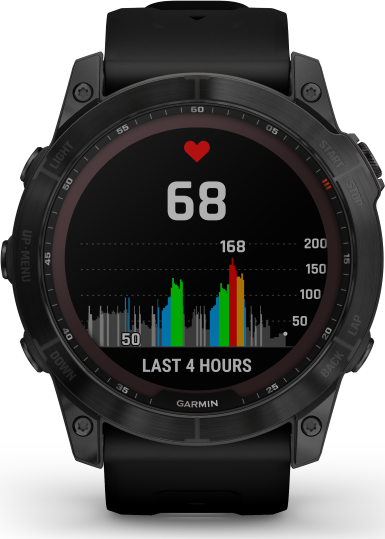 Garmin Fenix 7X Sapphire Solar Larger Sized Adventure Smartwatch - Black DLC Titanium with Black Band