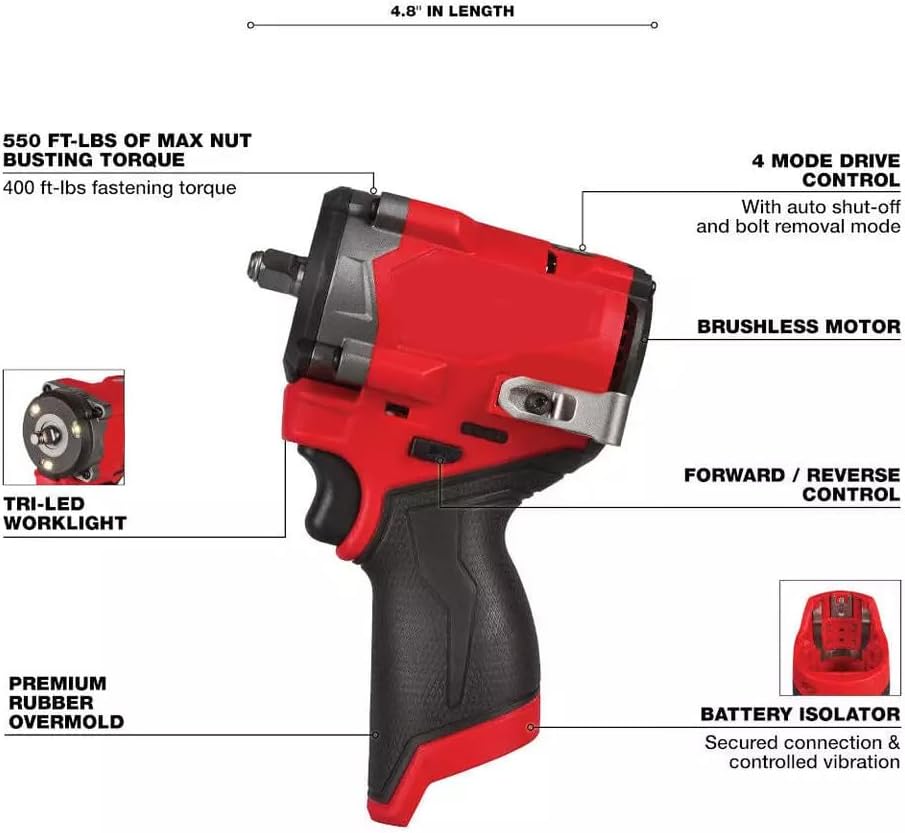 Milwaukee Electric M12 Fuel 3/8" Stubby Impact Wrench