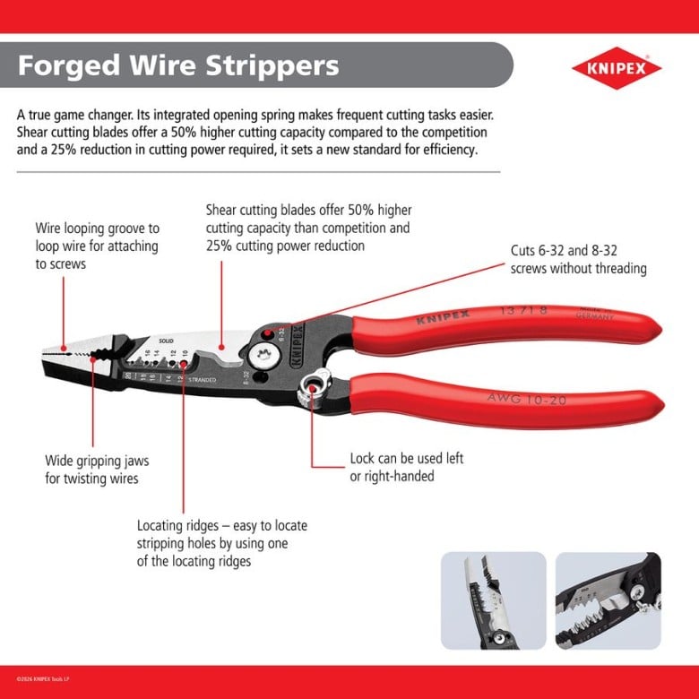 Knipex Tools Forged Wire Stripper 10-20 AWG 8"