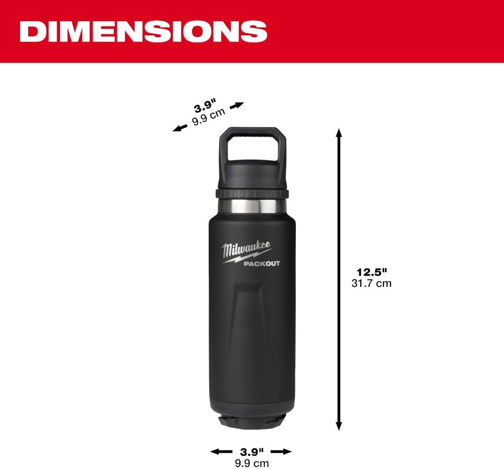 Milwaukee Packout 36OZ Insulated Bottle CL - Black