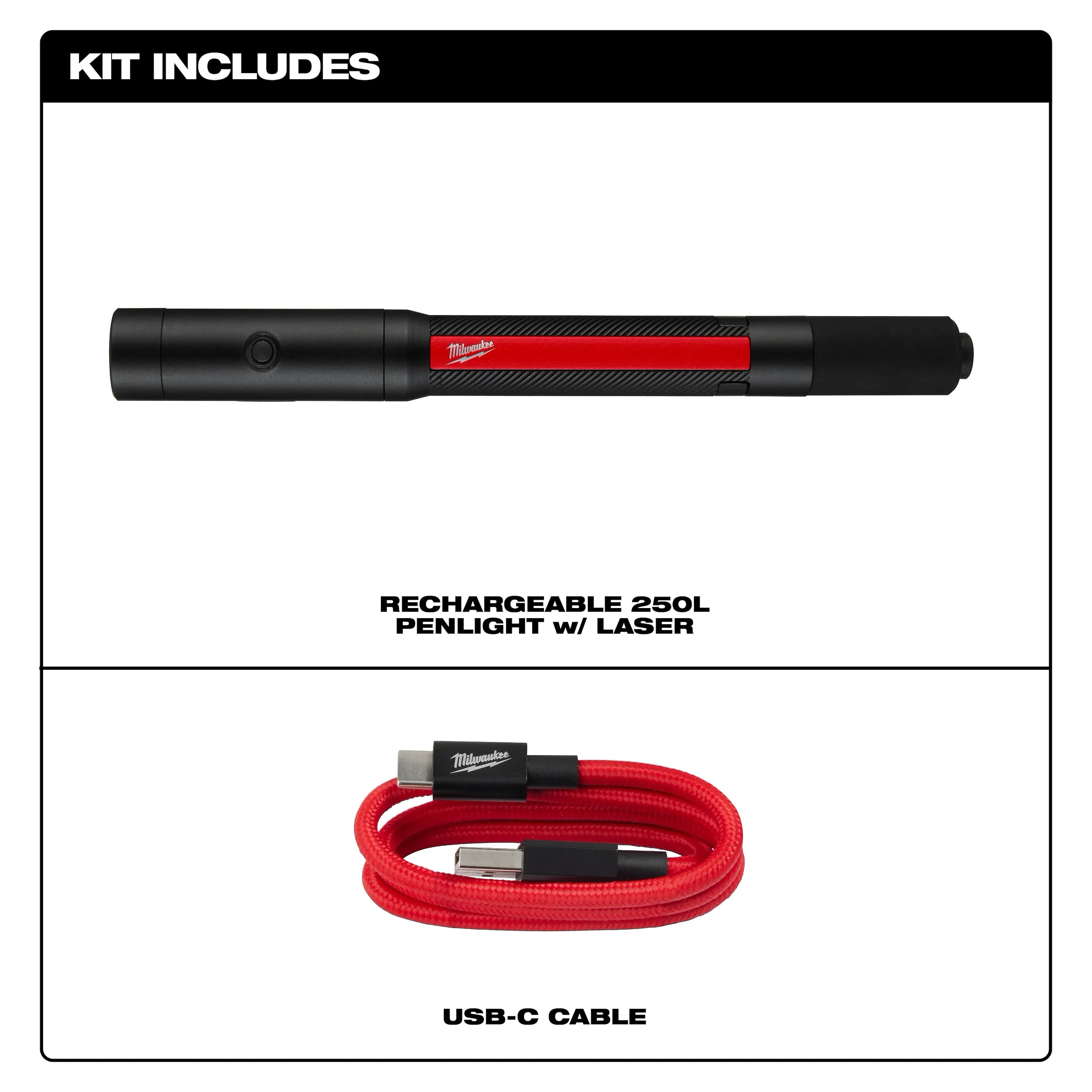 Milwaukee Tool 250 Lumens Internal Rechargeable Penlight with Laser