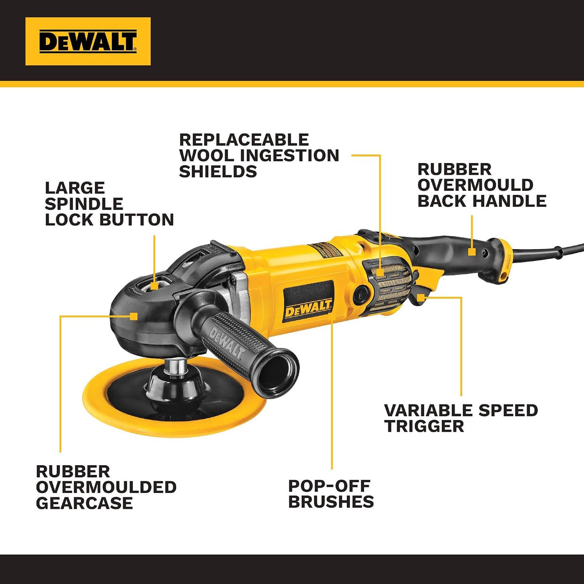 Dewalt Buffer Polisher 7-9" 12 Amp Variable Speed Corded