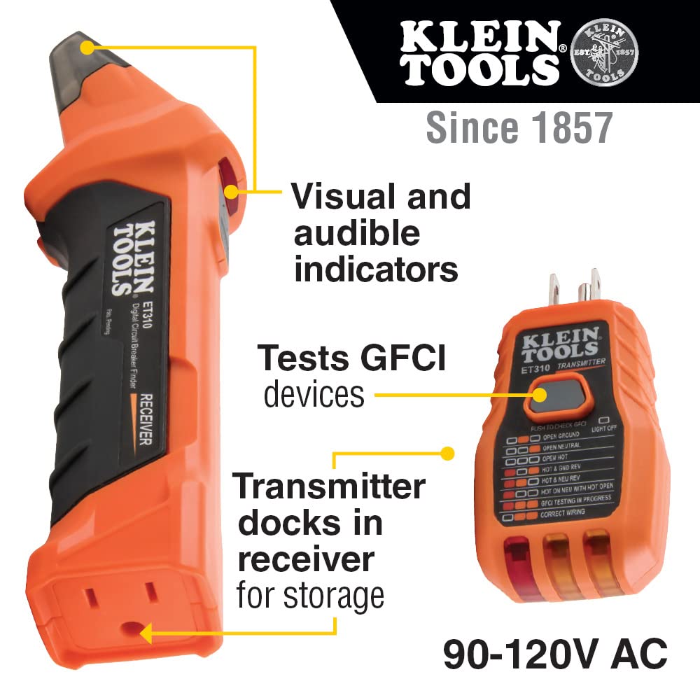 Klein Tools AC Circuit Breaker Finder Kit with Electric Tester Leads Adapters in a Case