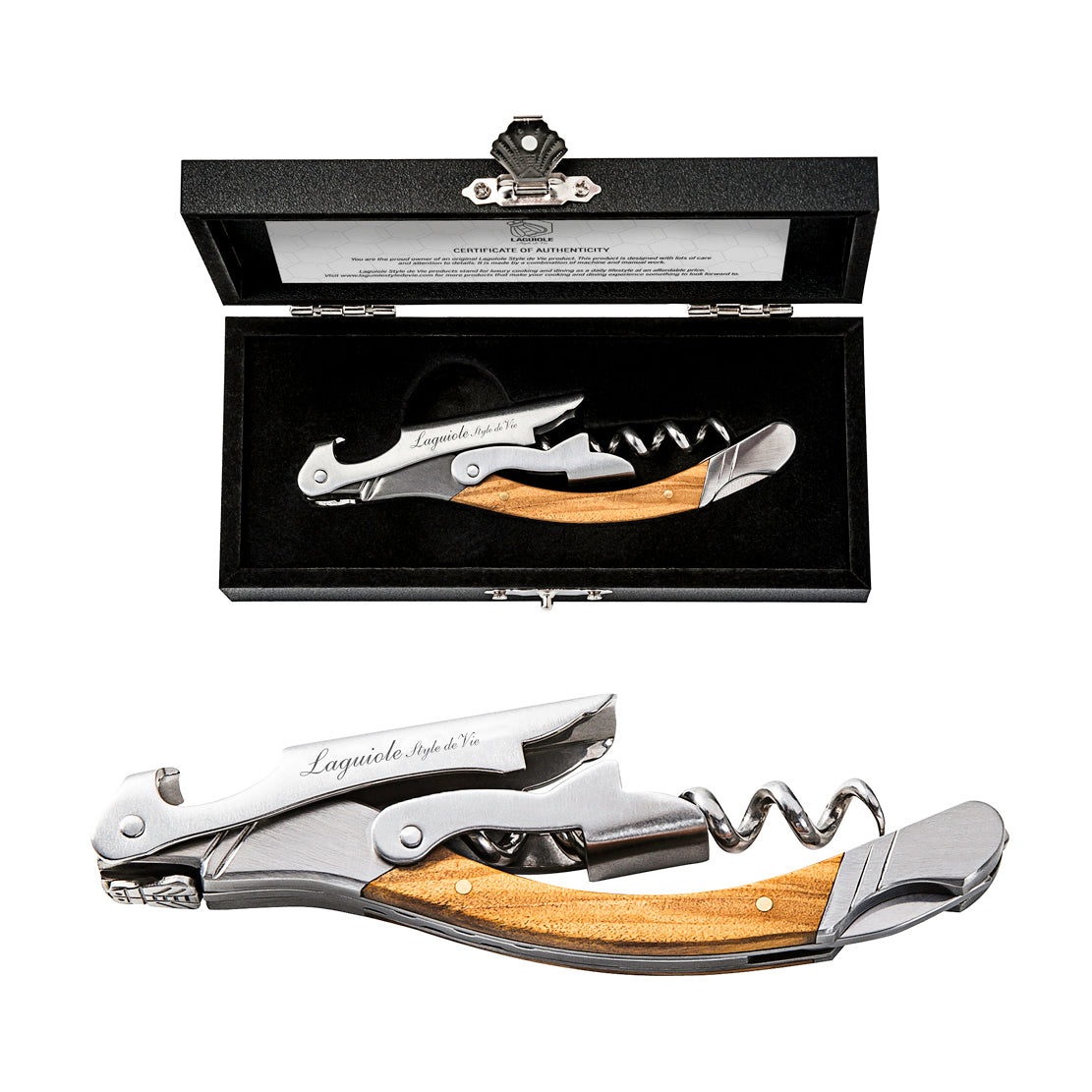 Laguiole Luxury Line Olive Wood Corkscrew