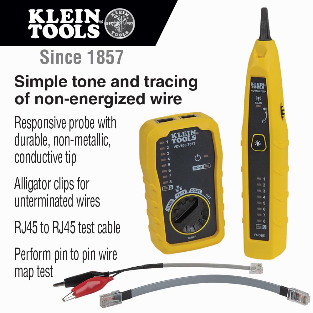 Klein Tools Wire Tracer Tone Generator & Probe Kit for Ethernet