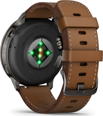 Garmin Venu 4 Advanced Health and Fitness GPS Smartwatch 45mm - Slate with Black Silicone Band/Brown Leather Band