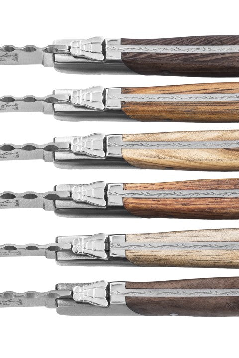 Laguiole Luxury Line Steak Knives Set of 6 - Mixed Woods