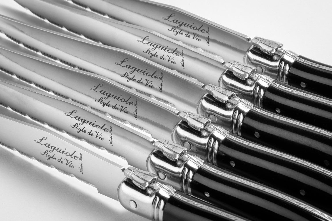 Laguiole Premium Collection Steak Knives Set of 6 - Black