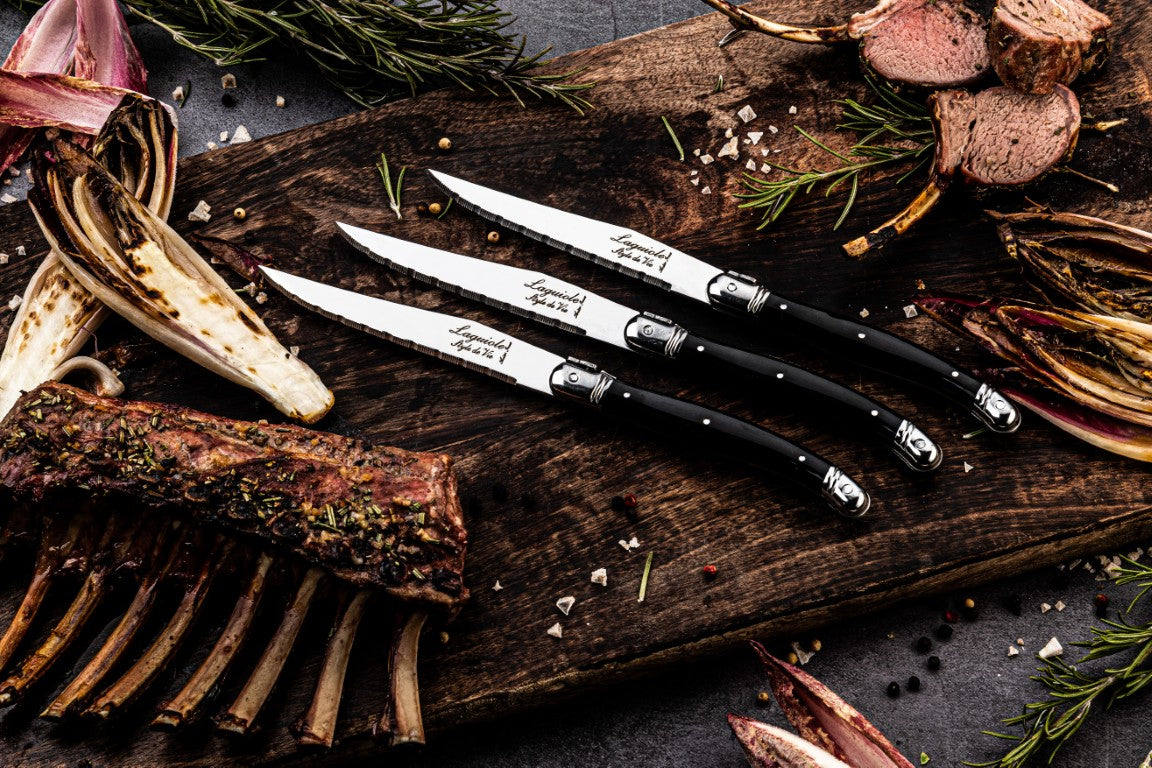 Laguiole Premium Collection Steak Knives Set of 6 - Black
