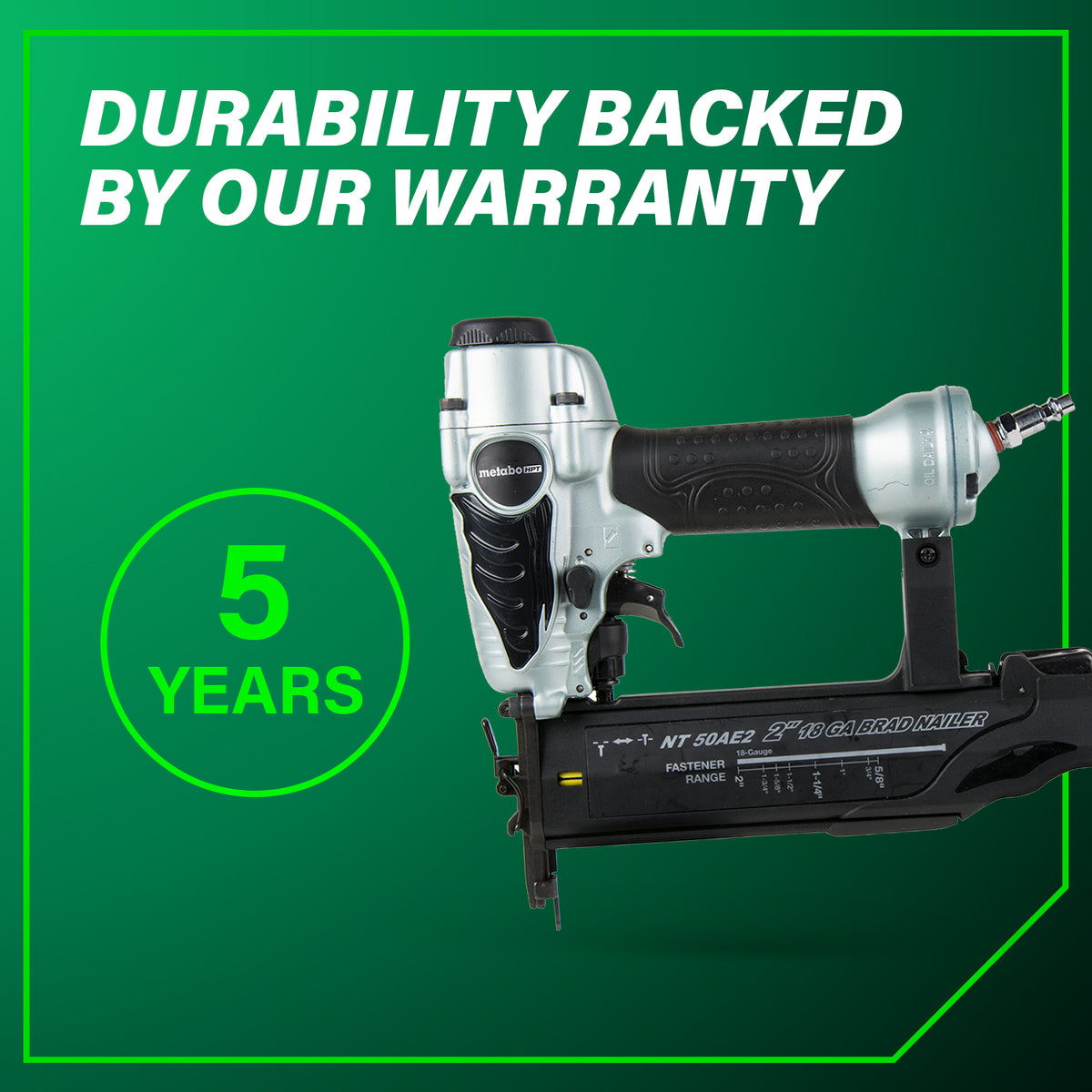 Metabo 5/8" to 2" HPT 18 Gauge Pneumatic - Brad Nailer