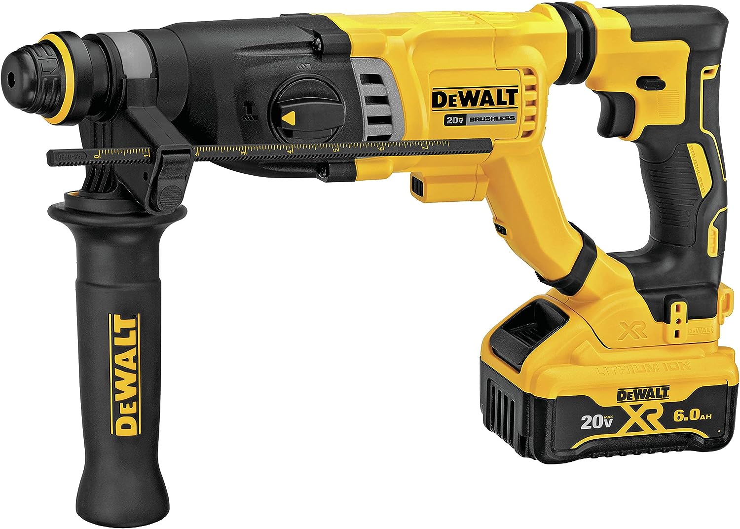 Marteau perforateur SDS 3 modes à poignée en D Dewalt 20 V MAX XR (6,0 Ah) avec 2 piles et sac