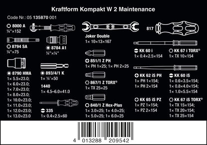 Wera Kraftform Kompakt W 2 Entretien - 35 Pièces