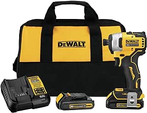 Visseuse à percussion Dewalt Atomic 20 V MAX, kit compact avec 2 piles