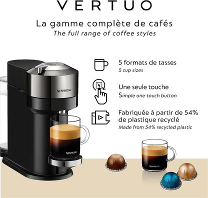 Machine à café et expresso Nespresso Vertuo Next Premium de Breville - Chrome foncé