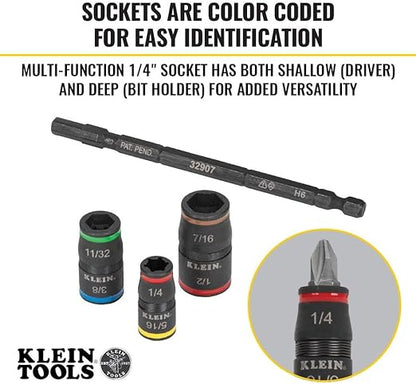 Klein Tools - Jeu de douilles à choc 7 en 1 - Sans poignée 