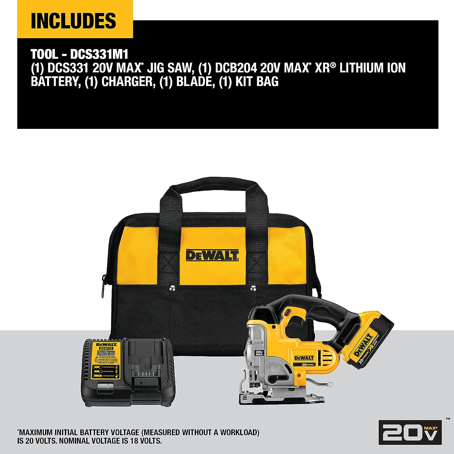 Scie sauteuse Dewalt 20V Max avec 1 batterie et un sac