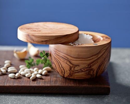 Salière artisanale en bois d'olivier français Bérard
