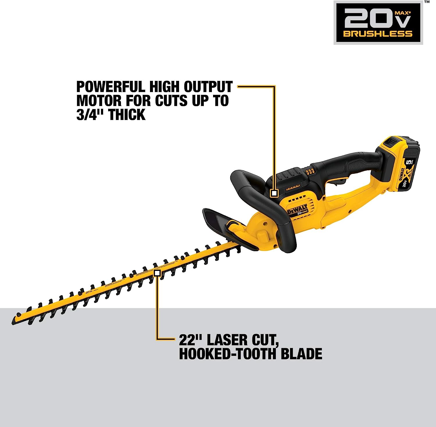 Taille-haie Dewalt 20V Max avec pack 5Ah