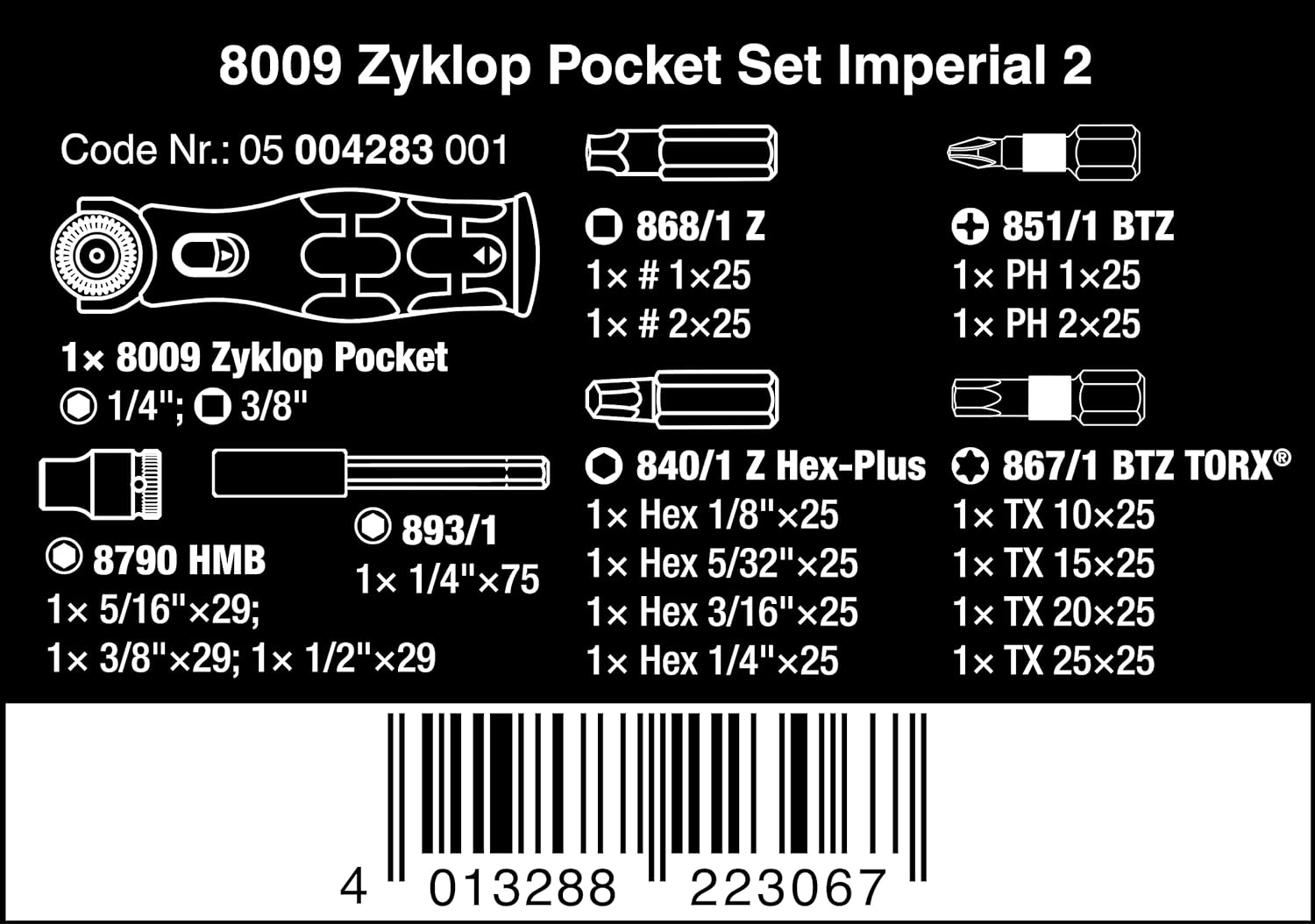 Wera 8009 Set de poche Imperial 2
