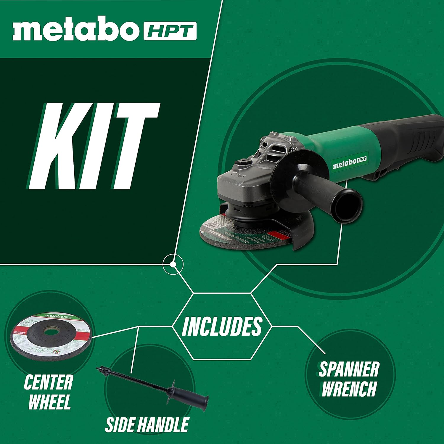 Metabo HPT 4.5" Meuleuse d'angle avec interrupteur à palette