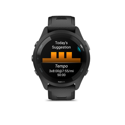 Garmin Forerunner 265 44mm Running Smartwatch - Black and Powder Gray