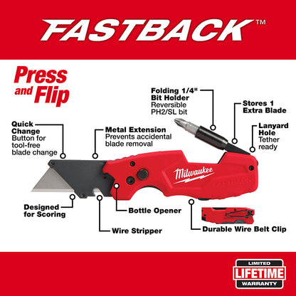 Couteau utilitaire pliant Fastback 6 en 1 de Milwaukee