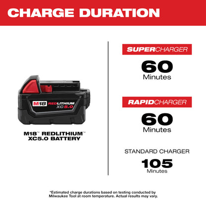 Milwaukee M18 Redlithium XC avec batterie à capacité étendue 5.0 Ah - 1 pack