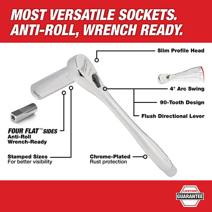 Milwaukee 1/4" & 3/8" Ratchet & Socket Set - SAE -106 PC