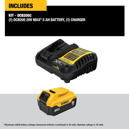 Kit de démarrage Dewalt 20V MAX 5Ah Lithium-Ion et chargeur